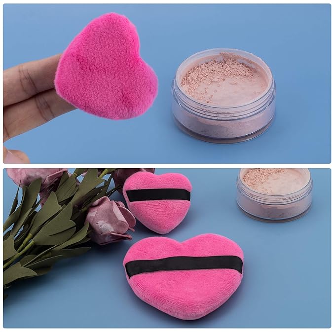 OIIKI 4PCS Makeup Puffs, Cotton Powder Puff (2PCS Gray+2PCS Rose)