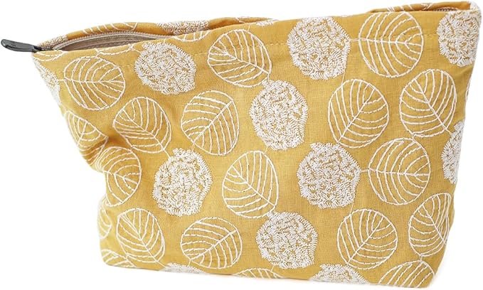 BBORGDC Floral Cotton Embroidered Makeup Bag - Large Capacity Travel Cosmetic Pouch & Toiletry Organizer with Zipper, Perfect for Daily Use, Makeup Storage, or Gift Ideas