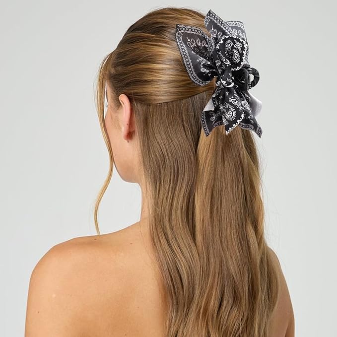 Hadutrek Bow Claw Clips Bow Hair Clips Black 2PCS Big Hair Bows for Women Butterfly Styling Large Hair Clips for Thick Hair for Girls Hair Accessories for Teen