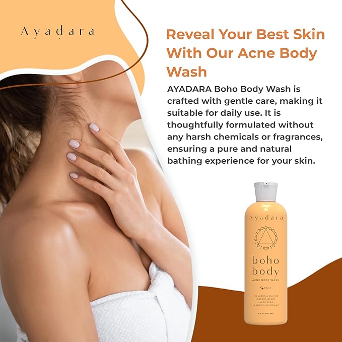 AYADARA Boho Body Acne Body Wash, 8oz, Back Acne, Body Wash With Hydrating Aloe Vera that Hydrates Skin, Wash for Sensitive Skin Men and Women, 50+ Uses
