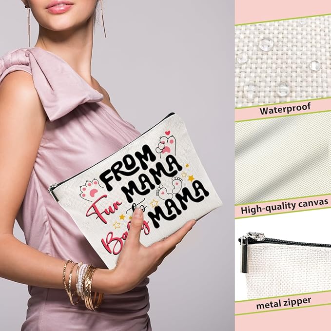 BQXH Mom to Be Gift Makeup Bag, Expecting Mom Gifts Cosmetic Bag, Funny Organizer Zipper Pouch, Pregnancy Gifts for First Time Moms Women New Mama Mummy Friends Mothers Day