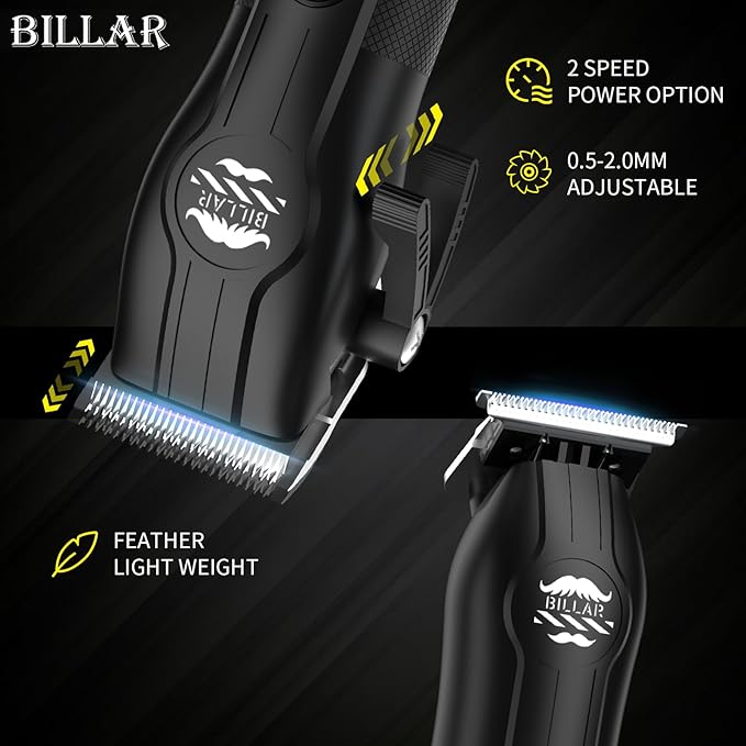 BILLAR® Cordless Barber Kit, Professional Hair Clipper Set with Trimmer and Foil Shaver, Rechargeable Haircut Grooming Tools for Men Barbers, Blackk