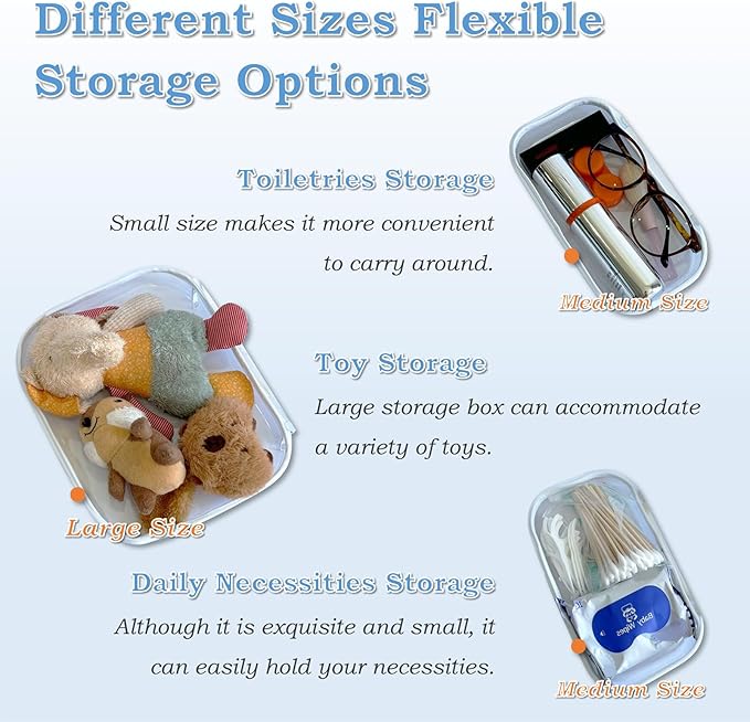 Gberlczz Clear Hard Zipper Case for Storage, Durable Clear Zipper Pouches, Hard Plastic Zippered Pouch for Snacks Toy Travel Organizer