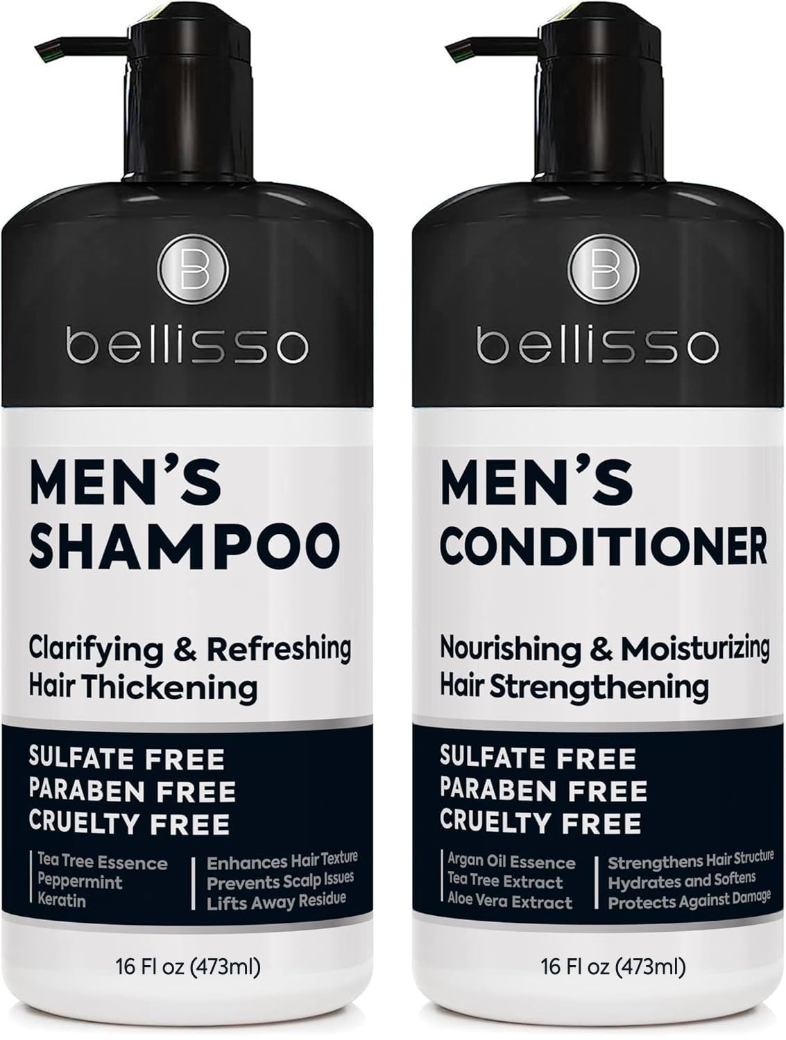 Keratin Shampoo and Conditioner Set - Sulfate Free and Paraben Free - Salon Thickening Treatment for Dry, Damaged, Curly, Frizzy, Straight or Color Treated Hair - Anti Frizz Formula for Women and Men