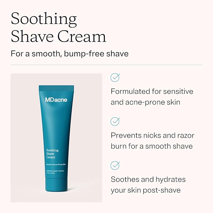 MDacne Shaving Cream for Acne-Prone Skin, Oil-Free, 3 Pack