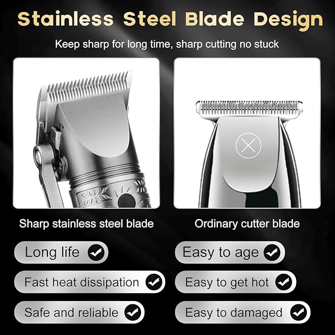 QREEYX Hair Clippers for Man T-Blade Trimmer Nose Hair Trimmer Electric Shaver Set, Professional 4 in 1 Barber Clippers Set for Haircut, Men’s Grooming Kit with LCD Display, Ideal Gift for Him