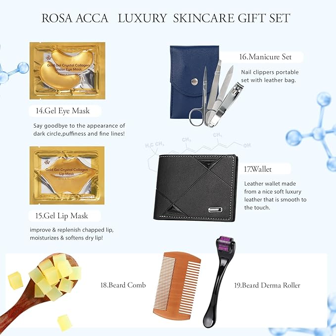 Gifts for Men, 30 Pcs Men's Bath and Body Gift Set, Skin Care Set for Men