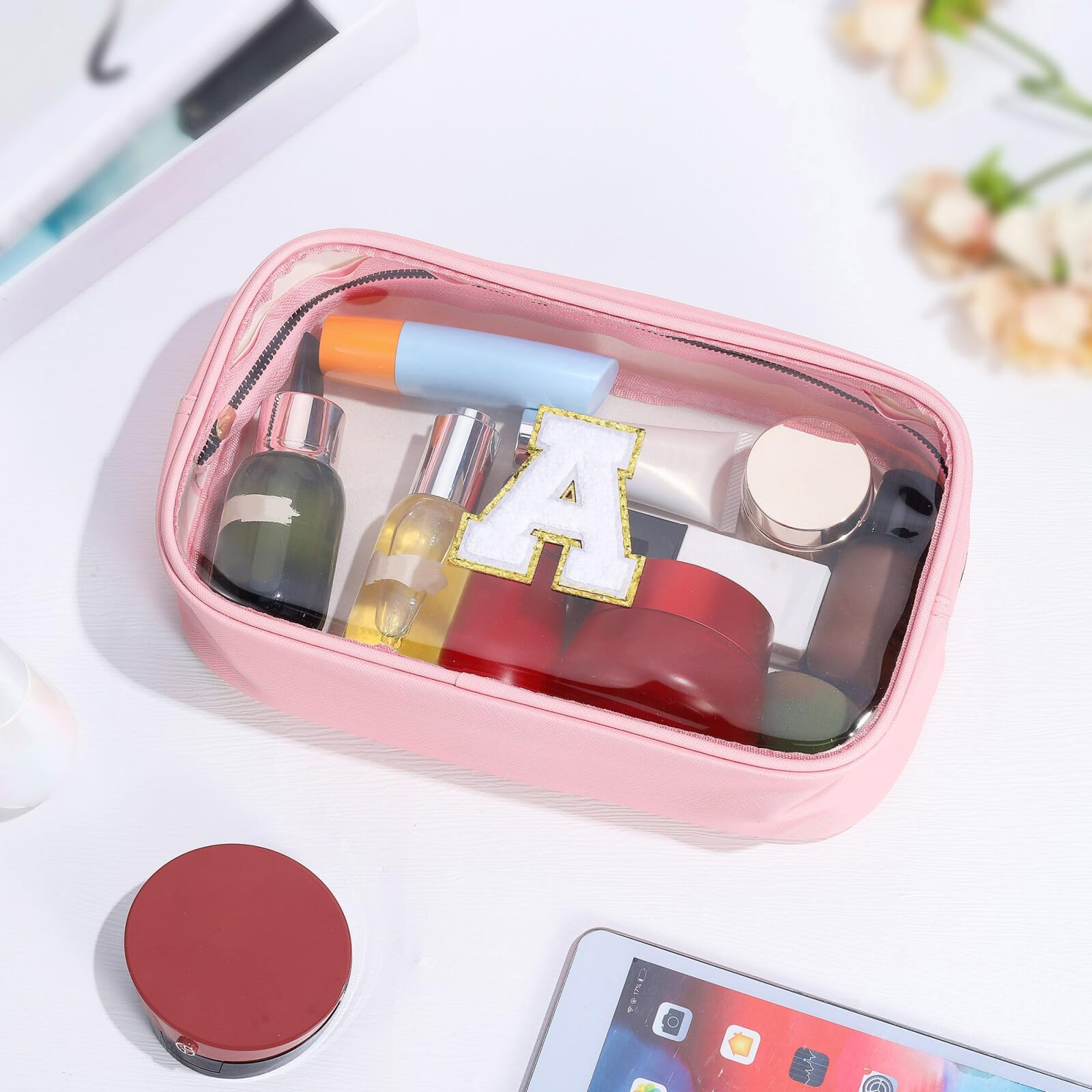 YOOLIFE Birthday Gifts for Kids Girls | Travel Toiletry Bag | Pink Clear Makeup Bag for Teen Girl Kids Cosmetic Bags Gift for 5 6 7 8 9 10 11 12 13 Year Old Girls Birthday Gifts for Girl Initial D