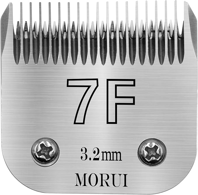 morui 7F Cut Length 1/8"(3.2mm) Detachable Pet Dog Clipper Blades UltraEdge Series Clipper Blades for Dog Grooming Compatible with Most Andis,Oster A5 Wahl KM Series Clippers