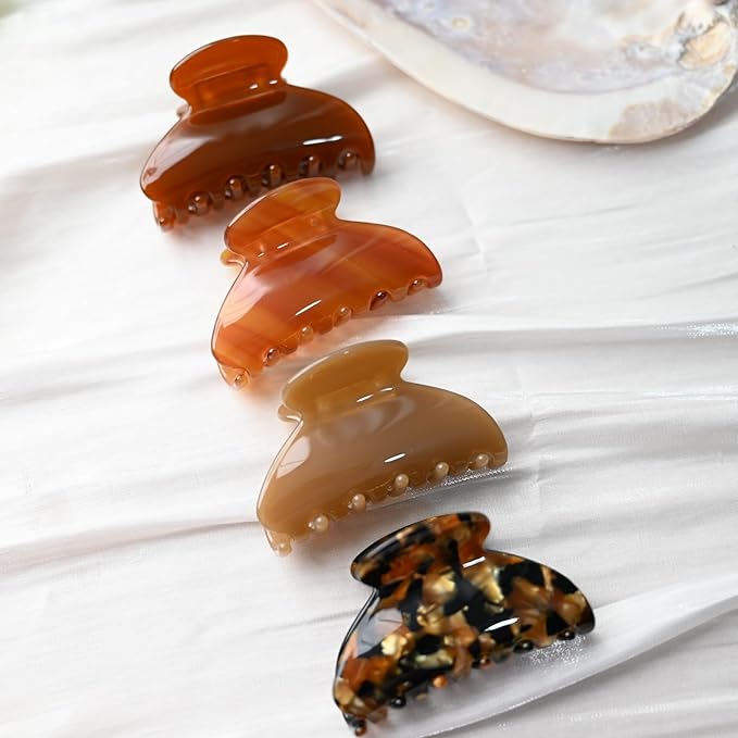 Prettyou Handmade Celluloid Acetate French Design Barrettes Tortoise Shell Claws Hair Claw Luxury Fashion Accessories Hair Clip for Women (toffee)
