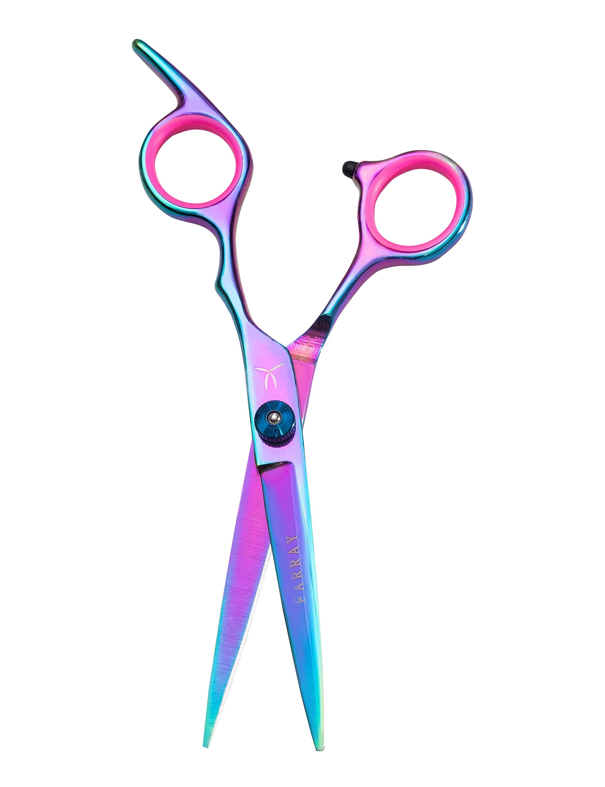 FARRAY Hair Cutting Scissors - Japanese Stainless Steel,Professional 6.5" Razor Edge Barber Shears for Men, Women & Kids Ergonomic design for Salon & Home(Aurora color)