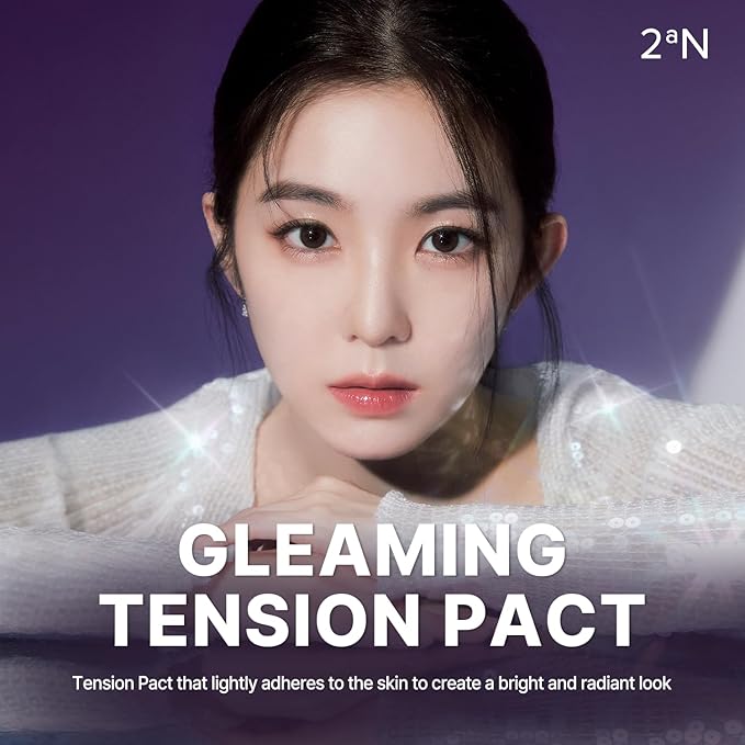 2aN Gleaming Tension Cushion Foundation Pact #17 Pure Ivory, Korean Cushion Foundation Makeup, Lightweight & Buildable Coverage with Ceramides and Centella Asiatica (0.45 oz)
