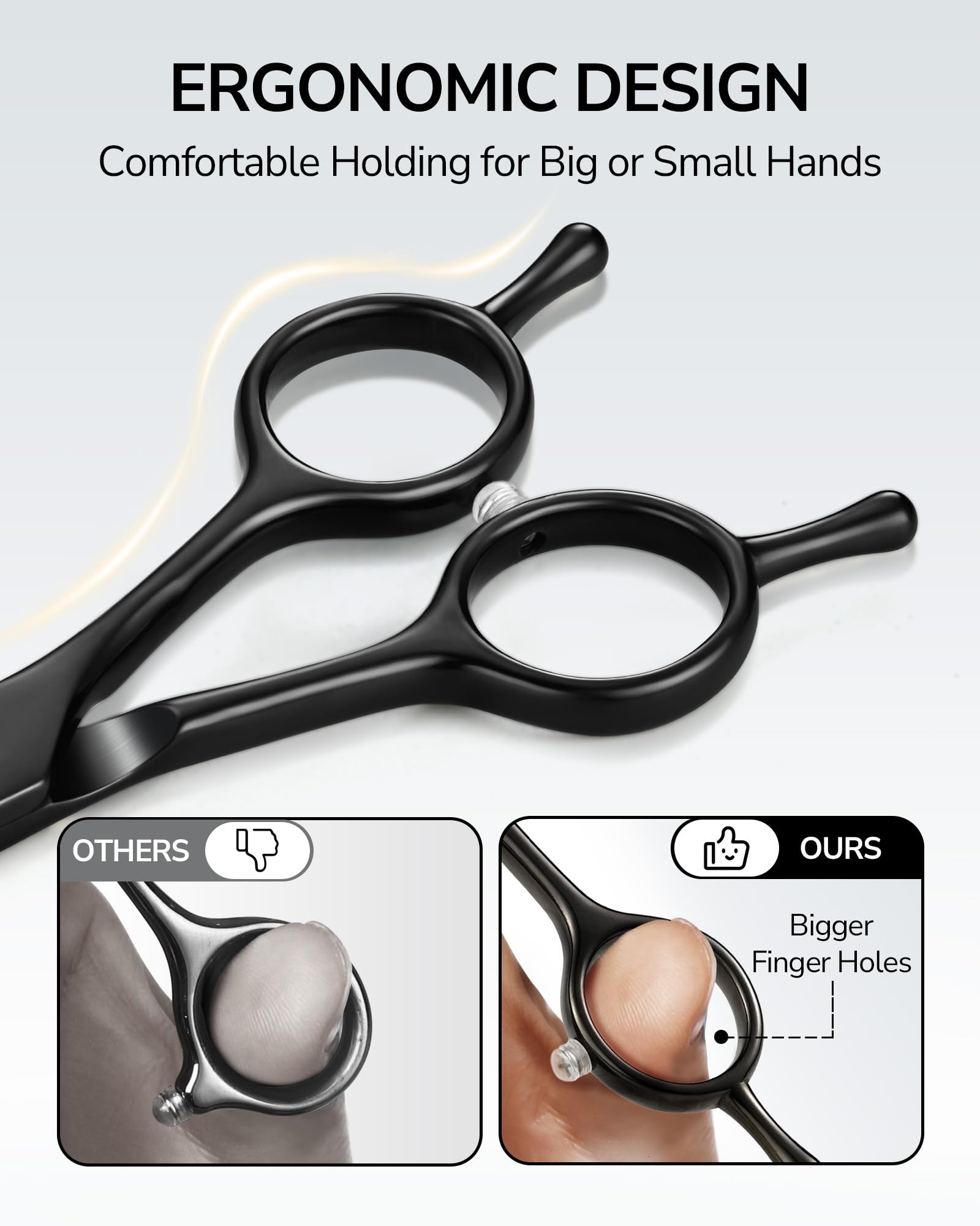 ULG Professional Thinning Shears for Hair Cutting - 6.5’’ Hair Thinning Scissors, Ultra Sharp Japanese Stainless Steel, Ergonomic Handle for Barbers, Stylists, Salon & Home Use, Black