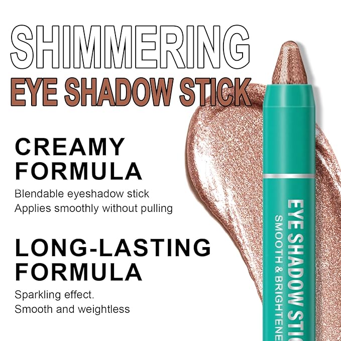 GADMLURY 8Pcs Pink Eyeshadow Stick, Eye Brightener Stick Built-in Blender Brush, Shimmer Creamy Eye Shadow Makeup, Waterproof Long Lasting Glitter Highlighter Eye Liner Pencil (4PCS A)