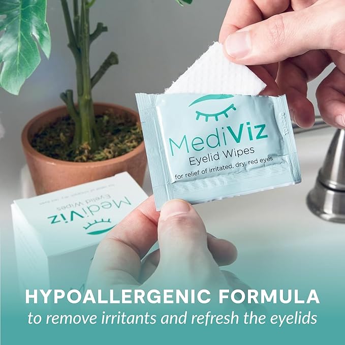 MediViz Eyelid Cleanser Wipes, 30 Single-Use Towelettes