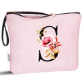 Vavabox A-Z Personalized Makeup Bag, Birthday Gifts for Women Mom, Gifts for Best Friend, Bride Bridesmaid Cosmetic bag (S, 06-Pink)