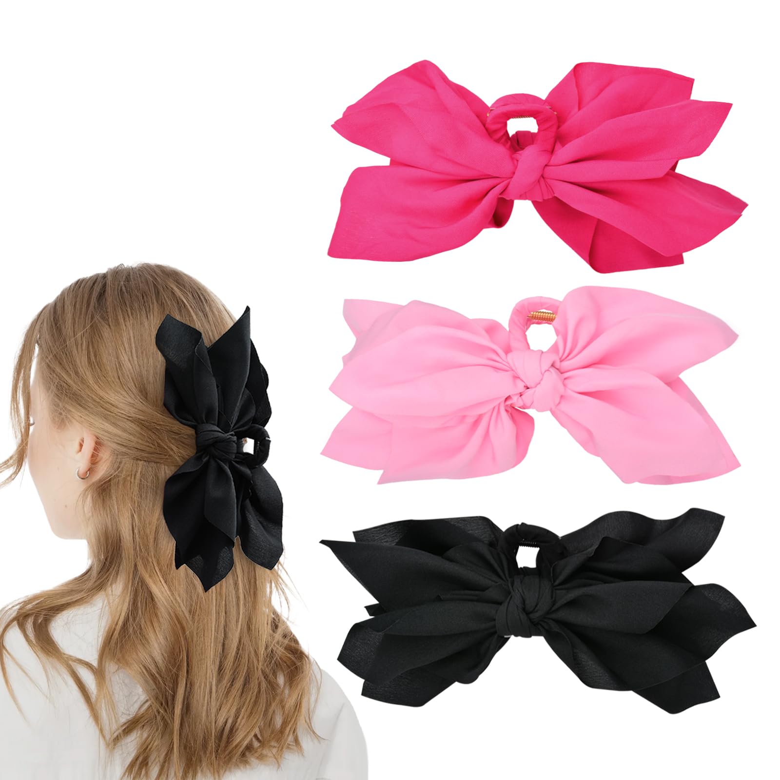 Bow Claw Clips Hair Clips Big Hair Bows for Women Butterfly Styling Large Hair Clips for Thick Hair for Girls Hair Accessories for Teen 3PC
