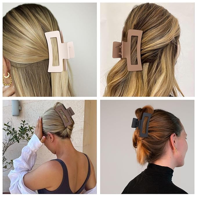 SMKSL Medium Hair Clips for Women 8 Pcs Small Claw Clips for Thin and Thick Hair 2 Styles Hair Claw Clips Combination Rectangle Banana Jaw Hair Accessories for Women and Girls (Brown)