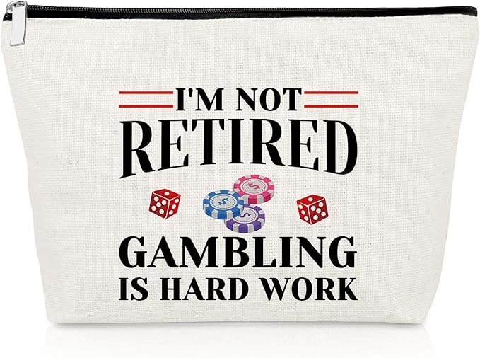 Gevody Gambler Gifts for Women Casino Makeup Bag Casino Lover Gifts Gambler Lover Gift Retirement Gambling Gift Cosmetic Bag for Slot Machine Birthday Christmas Thank You Present Travel Pouch
