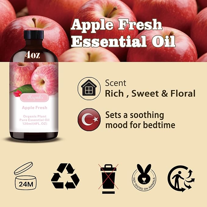 MLYNKL Apple Essential Oil,Apple Oil for Home Diffuser,4 fl oz