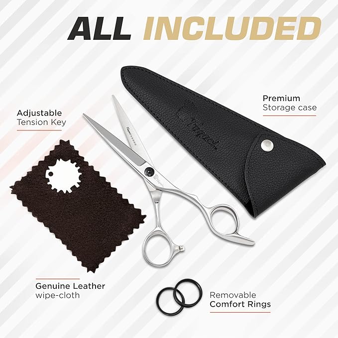 Fagaci Hair Cutting Scissors 6", Professional Hair Shears with Sharp Blades