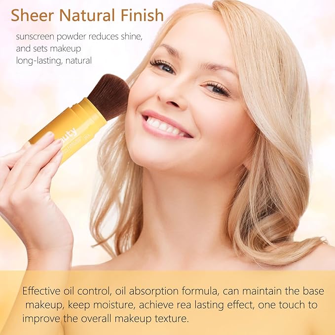 Mineral Sunscreen Setting Powder, SPF 35 Brush Sunscreen Powder for Face & Scalp, Long Lasting Lightweight Breathable, Oil Control Natural Matte Finish (#01 Translucent)