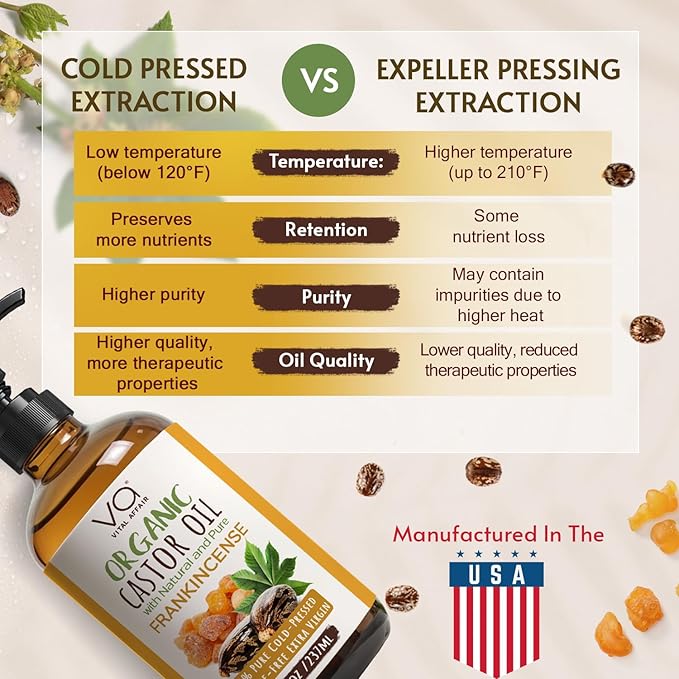 Organic Castor Oil with Frankincense Oil 8oz Glass Bottle For Face & Hair