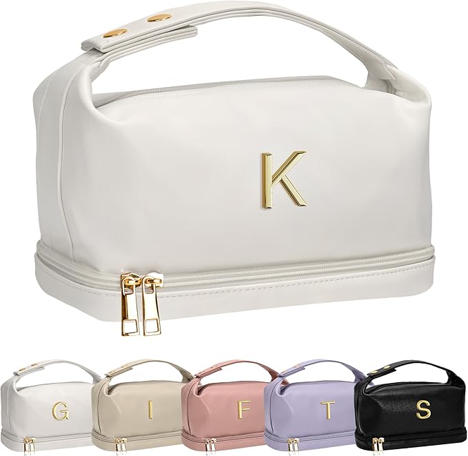 Vogewood Teen Girl Gifts Trendy Stuff, Make Up Bags for Women, Initial Bag
