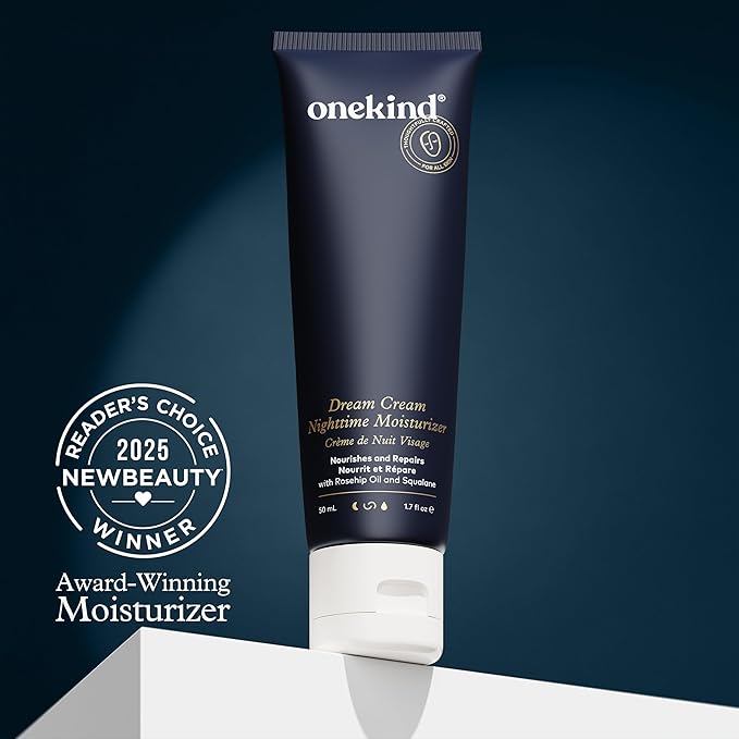 Onekind Night Moisturizer for Face, Hydrating Dream Cream for Wrinkles, Night Cream for Women Anti Aging with Squalane, Rosehip & Shea Butter for Dry & Sensitive Skin – 1.7 oz