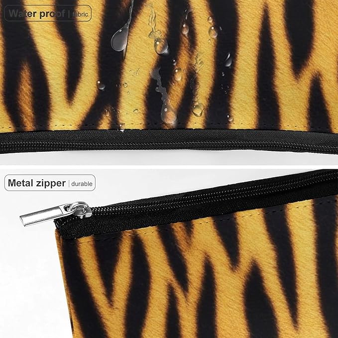 Meaudiwes Women's Toiletry Bag, Travel Cosmetic Bag, Large Makeup Case, Wild Animal Tiger Skin Stripe Personality Fashion Zipper Cosmetic Case