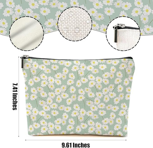4 Packs Vintage Daisy Flowers Makeup Bag Friend Friendship Gifts for Women