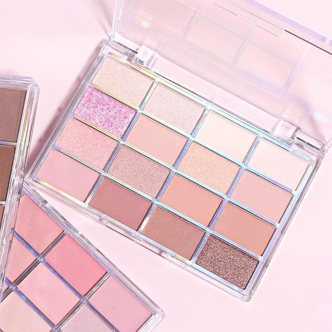CAKAILA 16Colors Light Purple Pink Brown Nude Basics Matte Eyeshadow Palette,Eye Shadow Travel Makeup Palette all in one Long Lasting Waterproof,Great for Travel Gift Kit