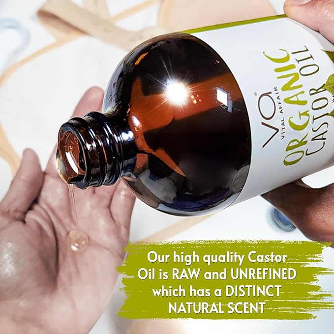 Castor Oil Organic Cold Pressed Glass Bottle 8oz For Hair Growth, Eyebrow