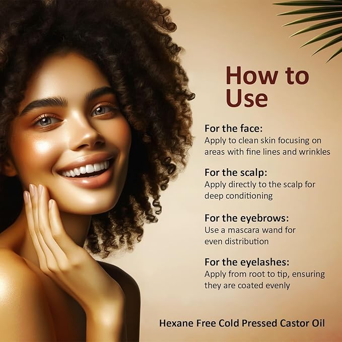 Pure Cold Pressed Castor Oil, Hexane Free Glass Bottle Unrefined, 16 fl oz