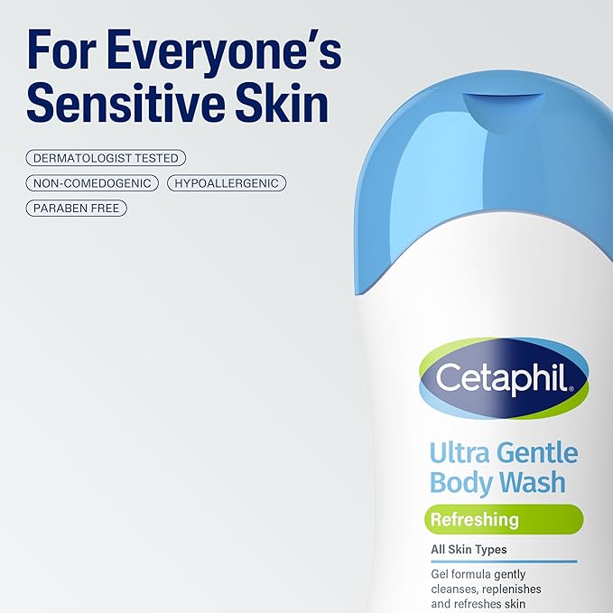 Cetaphil Ultra Gentle Refreshing Body Wash, Hypoallergenic, 16.9 fl oz, 3ct