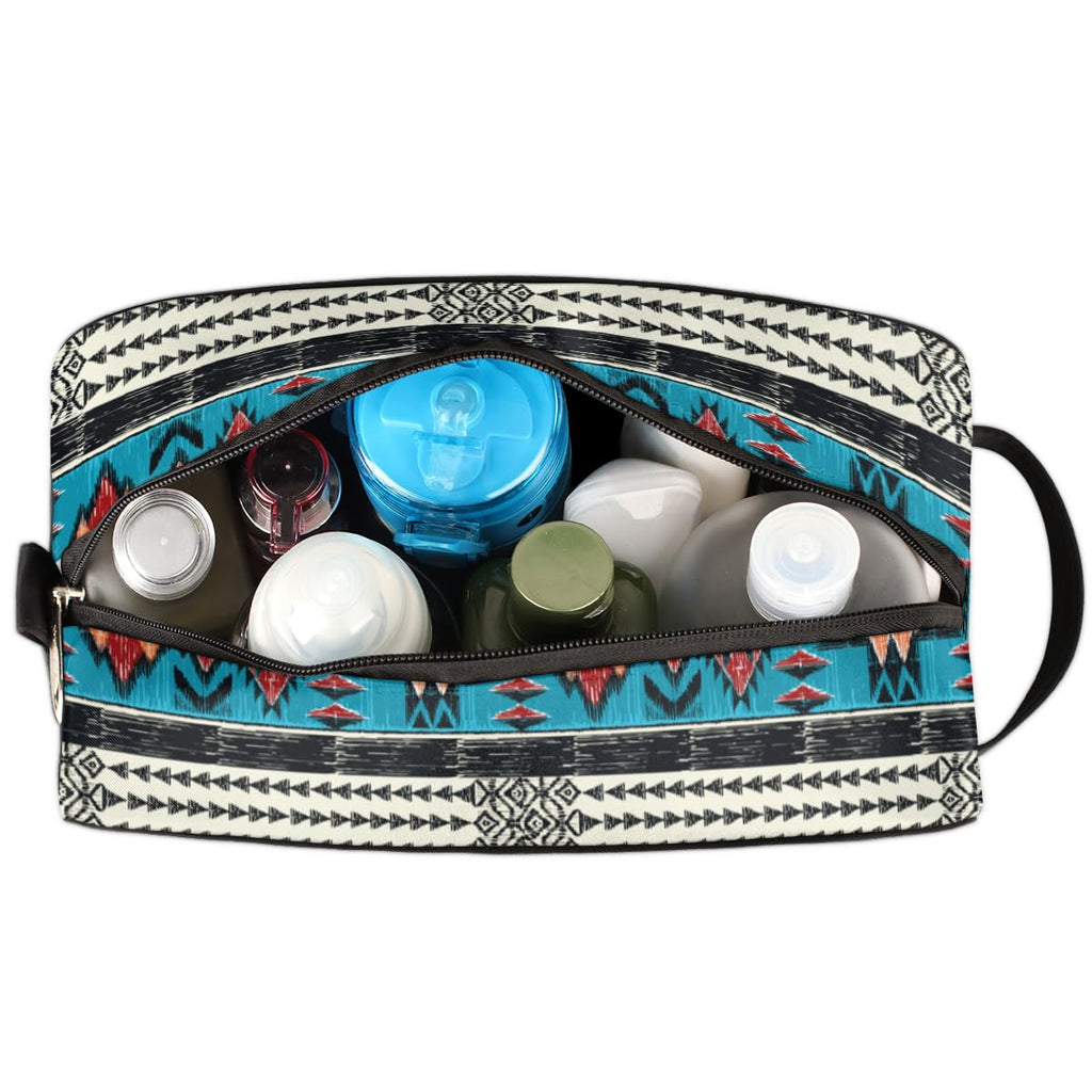 Aztec Western Ethnic Vintage Travel Toiletry Bag for Women Men Lightweight Cosmetic Makeup Bag Organizer Waterproof Shaving Bag Dopp Kit with Large Capacity for Toiletries and Shaving Accessories