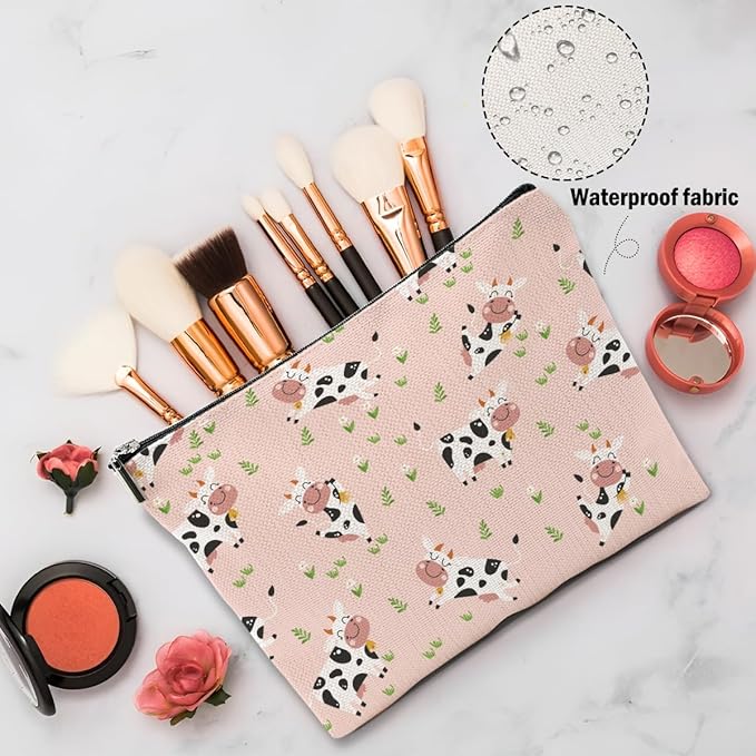 XFN Cow Gifts, Cow Print Stuff Makeup Bag, Cosmetic Bag Travel Pouch, Animal Lovers Friendship Graduation Birthday Gifts for Women Girls Daughter Sisters Wife Best Friend
