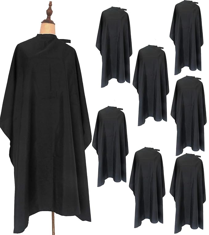 ST-BEST-P Haircut Cape Black Hair Cutting Salon Barber Capes Waterproof hairdressing for Clients Men Adults (8PCS-Barber Capes)