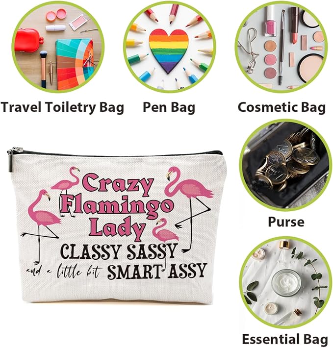 Flamingo Gifts for Women, Pink Flamingo Makeup Bag, Summer Cosmetic Bag