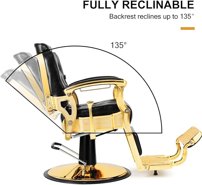 Artist hand Barber Chair Salon Chair Heavy Duty Barber Chair(Gold)