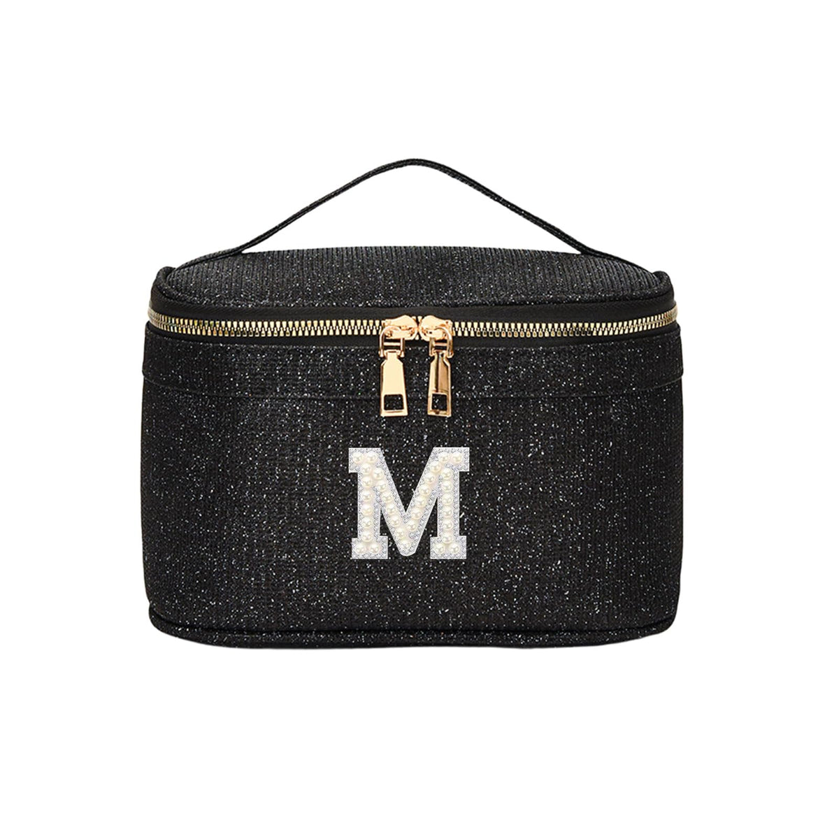 EURYNOME Makeup Bag with Custom Letter M, Water-Resistant Travel Organizer Pouch, (8.3x5.1x5.1 Inch) Cosmetic Case for Women