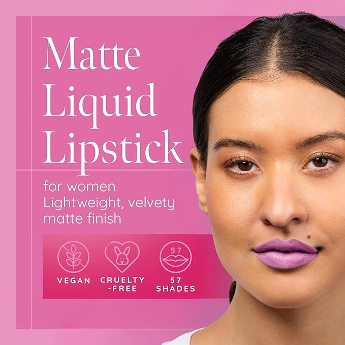 Aromi Light Pink Matte Liquid Lipstick, Blue Undertones (Ballet Slipper)