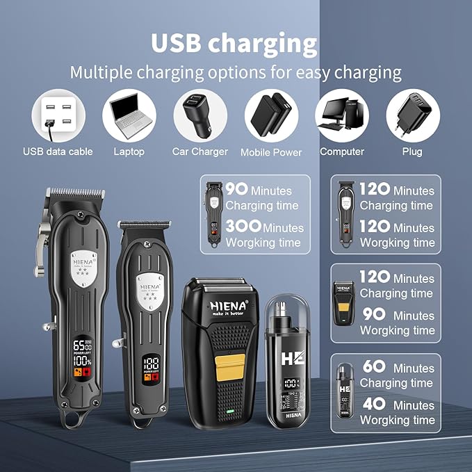 HIENA PRO Hair Clippers for Men, 4-in-1 Professional Barber Kit