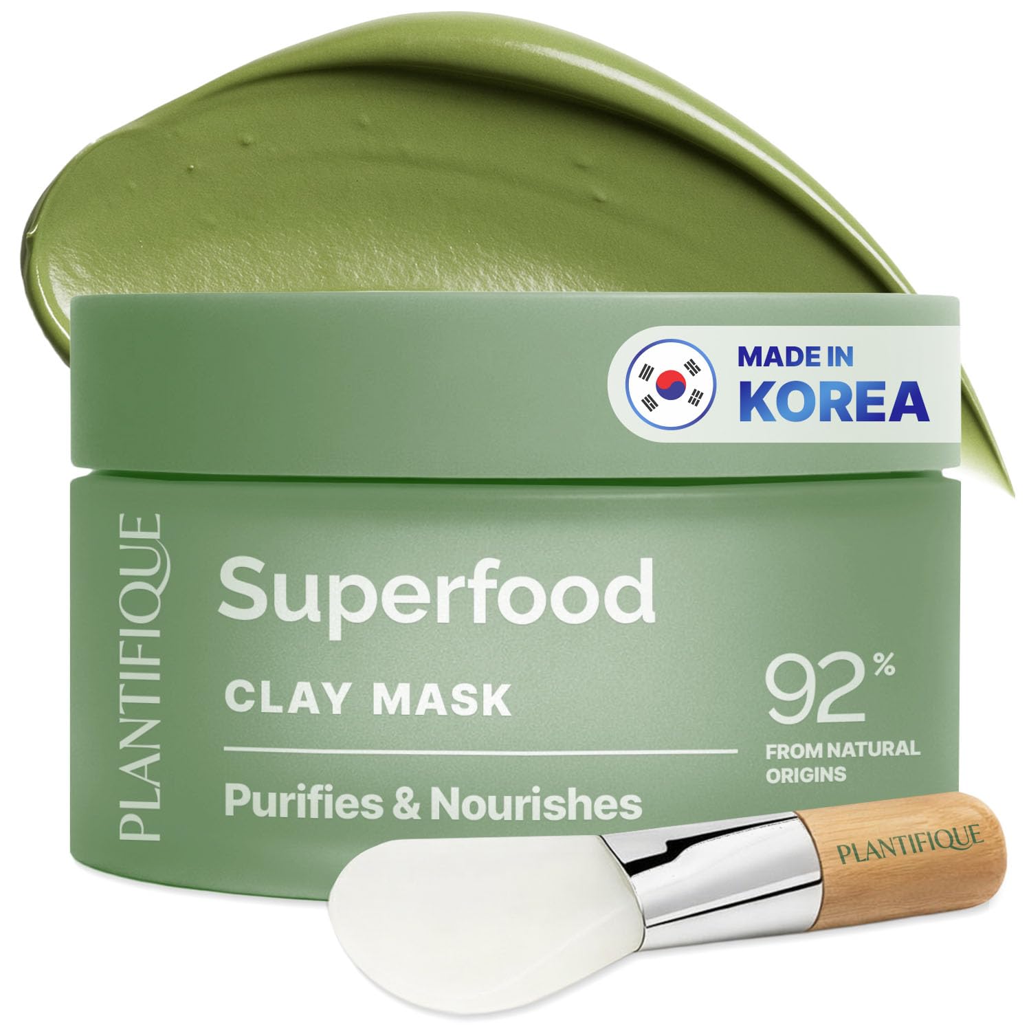 PLANTIFIQUE Korean Clay Mask for Pore Cleansing, Face Masks Skincare 3.88oz