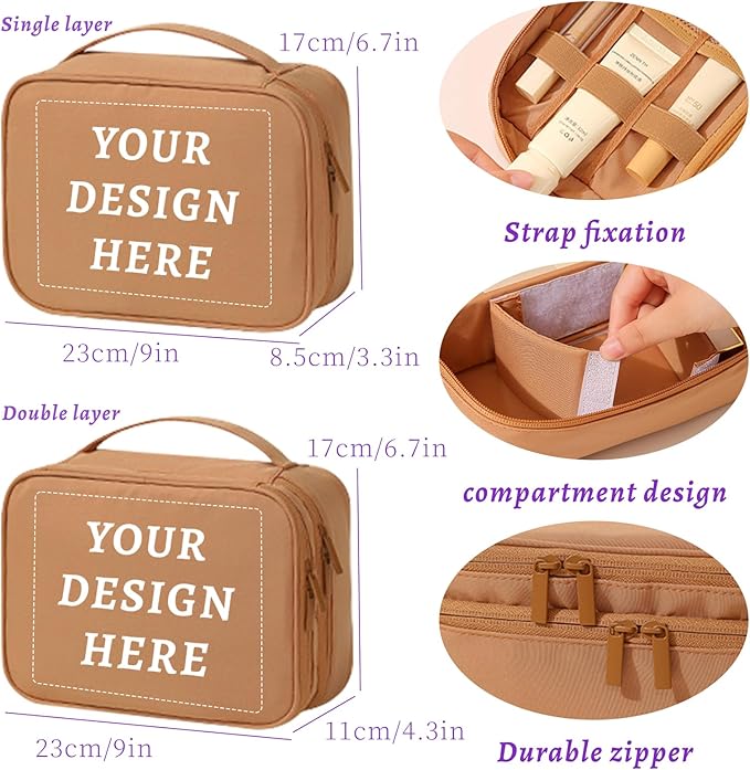 Custom Makeup Bag For Women,Personalized Cosmetic Bag Travel Toiletry Bag,Portable Cosmetic Bag with Elastic Straps Adjustable Dividers Valentine's Wedding Birthday Gifts for Friend Bridesmaid