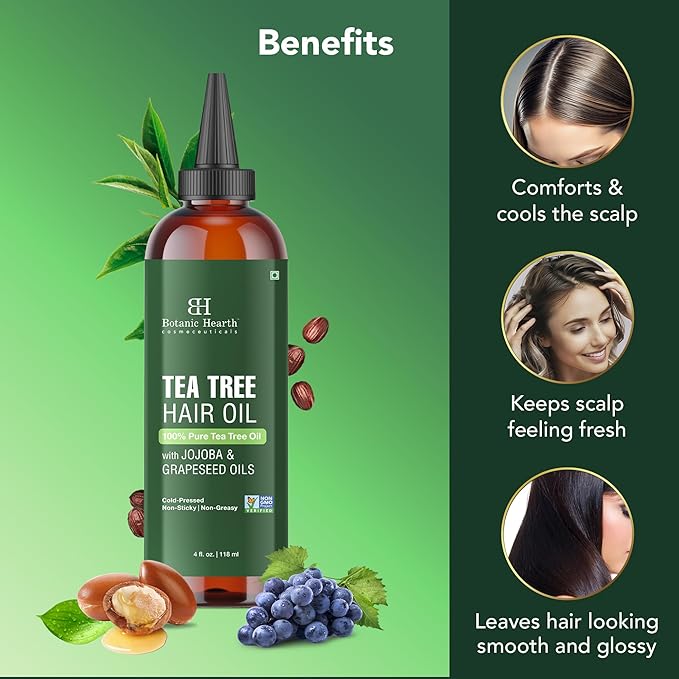 Botanic Hearth 100% Pure Tea Tree Hair Oil For Hair Growth - 4 Fl oz