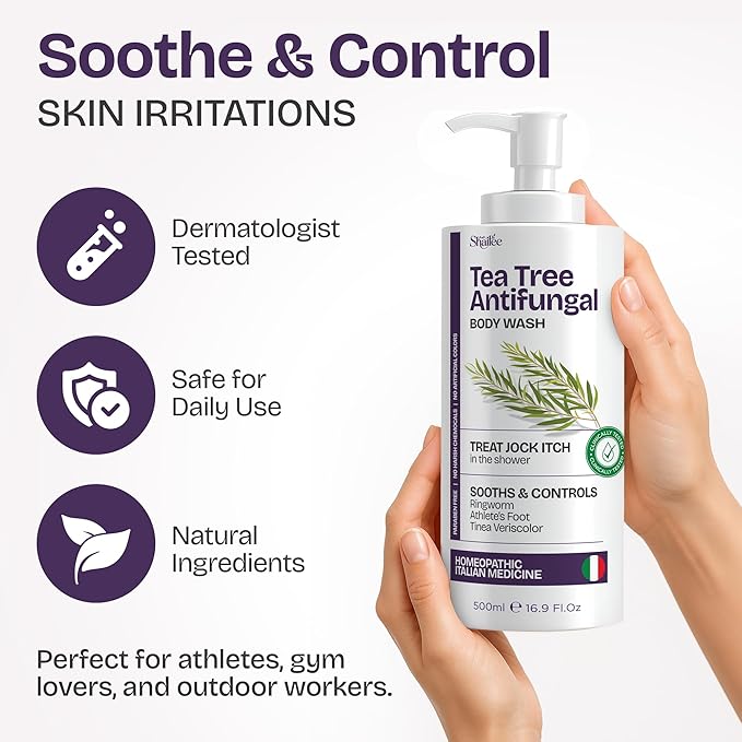 Shailee Antifungal Body Wash with Tea Tree Oil | Eczema Body Wash Treats Ringworm, Back Acne & Jock Itch | Antifungal Soap For Men And Women with 1% Tolnaftate (16.9 Fl Oz Pack of 1)