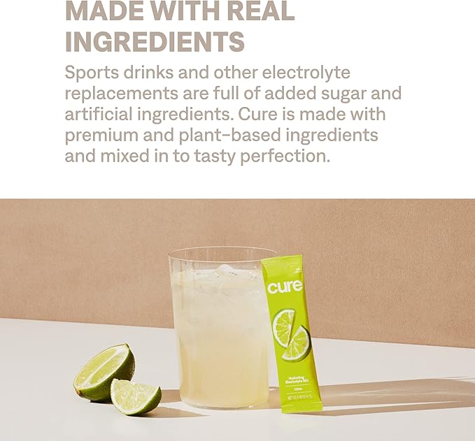 Cure Hydration - Electrolyte Drink Powder Lime 14 Packets