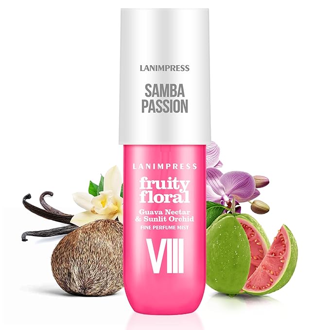 LANIMPRESS 3 FL OZ Hair Mist and Body Spray, Eau De Parfum for Women,Travel Size Fragrance,Fruity Floral Perfume No.8,Vibrant Fresh Scent– With Notes of Guava Nectar, Orchid, Vanilla