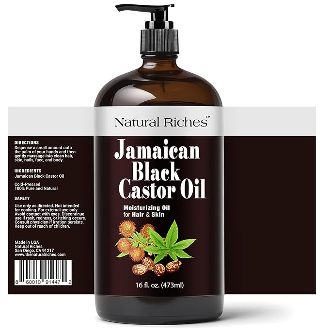Jamaican Black Castor Oil 16 Fl Oz Glass Bottle Hair Growth Oil